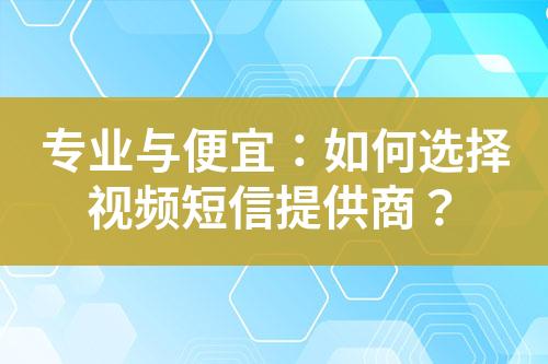 專業(yè)與便宜：如何選擇視頻短信提供商？