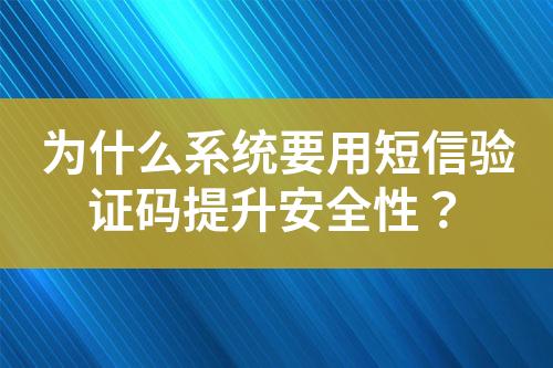 為什么系統要用短信驗證碼提升安全性？