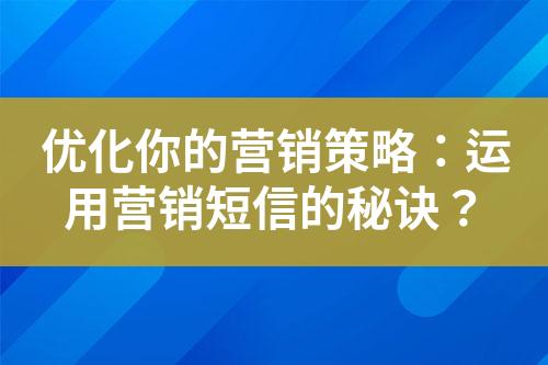 優(yōu)化你的營(yíng)銷策略：運(yùn)用營(yíng)銷短信的秘訣？