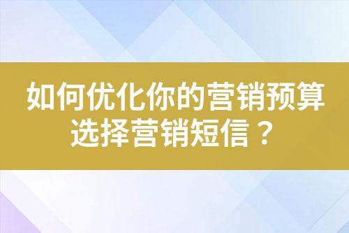 如何優(yōu)化你的營銷預(yù)算選擇營銷短信？