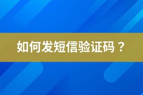 如何發(fā)短信驗(yàn)證碼？