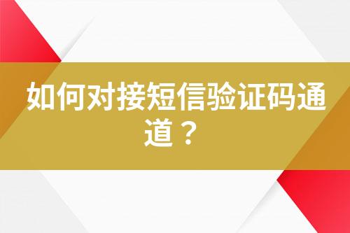 如何對(duì)接短信驗(yàn)證碼通道？