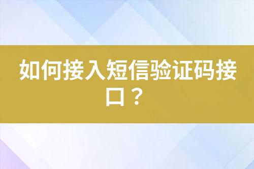 如何接入短信驗(yàn)證碼接口？