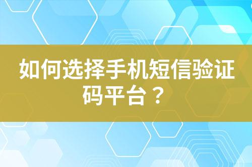 如何選擇手機(jī)短信驗(yàn)證碼平臺(tái)？