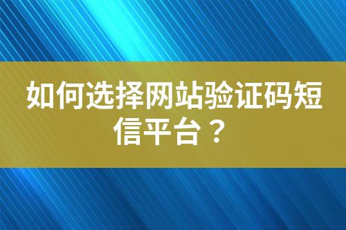 如何選擇網站驗證碼短信平臺？