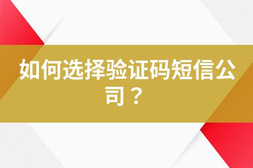 如何選擇驗證碼短信公司？