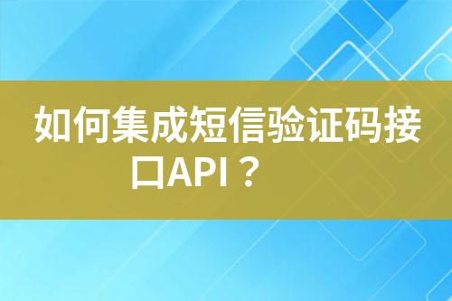 如何集成短信驗證碼接口API？