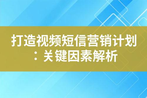 打造視頻短信營(yíng)銷(xiāo)計(jì)劃：關(guān)鍵因素解析