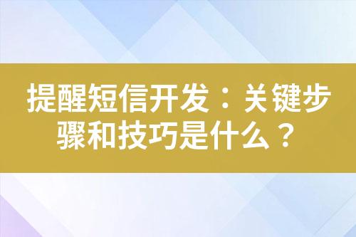 提醒短信開發(fā)：關鍵步驟和技巧是什么？