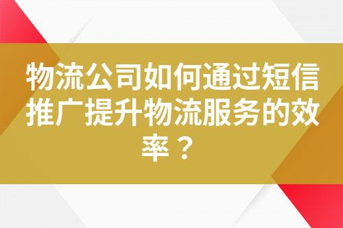 物流公司如何通過短信推廣提升物流服務(wù)的效率？