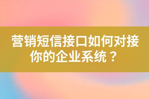 營銷短信接口如何對接你的企業系統？