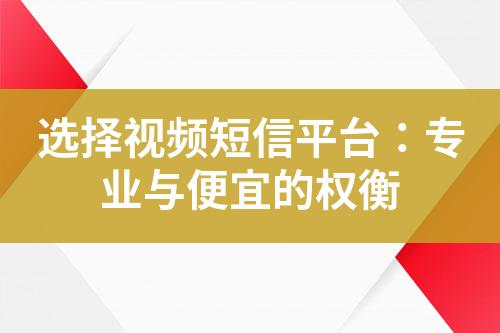 選擇視頻短信平臺：專業(yè)與便宜的權(quán)衡